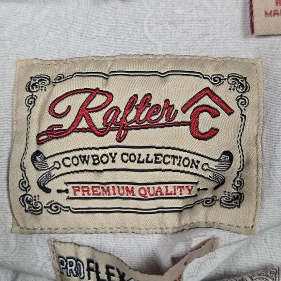 Rafter C Mens Medium Pearl Snap Cowboy Shirt Paisley ProFlex 45 Western Top - Picture 6 of 11